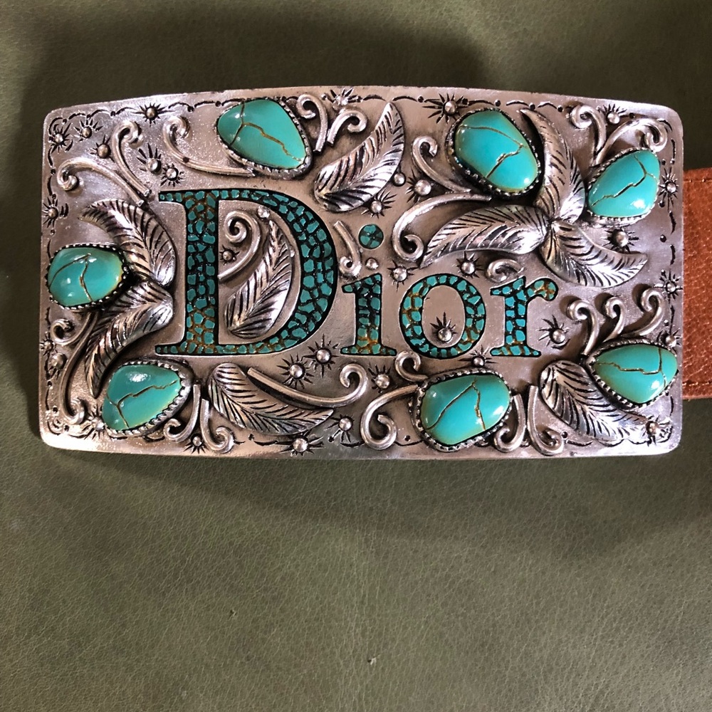 DIOR Paris Couture Turquoise/ Silver Buckle w/belt